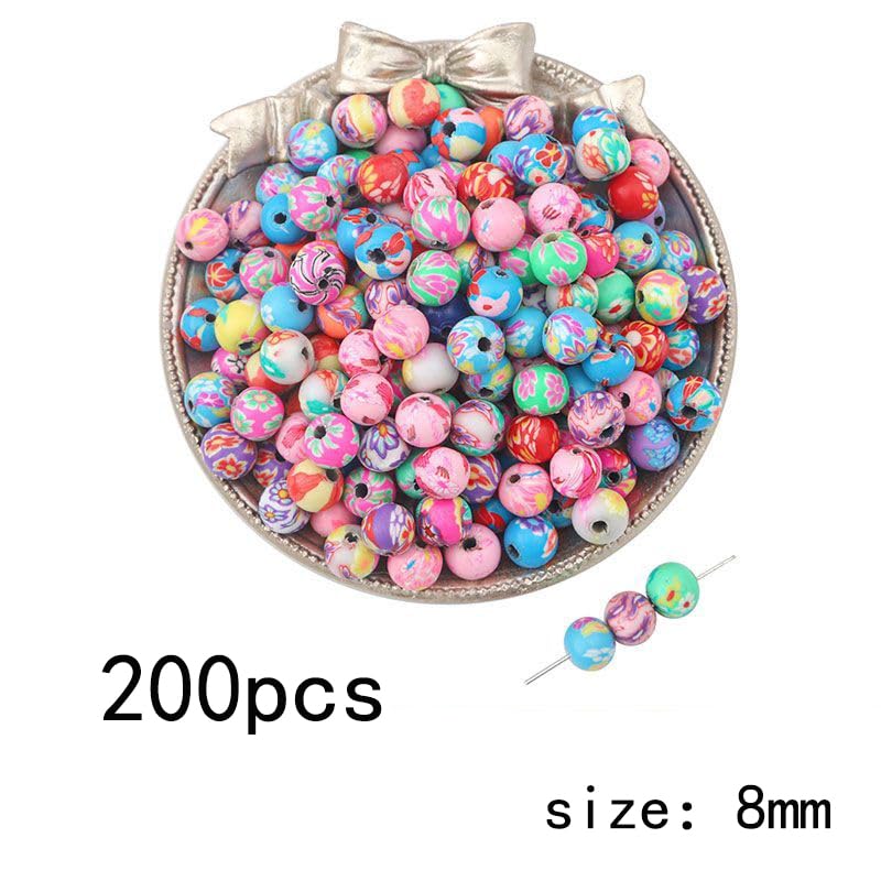 Kralen voor string, ongeveer 200 stuks, bloemen, ronde kralen voor string, gemengde kleur (8 x 8 mm)