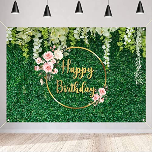 Verjaardag decoratie voor meisjes / vrouwen, verjaardag banner, groene bladeren, stof teken, poster, gelukkige verjaardag, achtergrond banner, dames, verjaardag feest decoratie