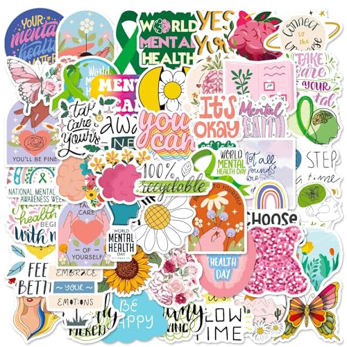 Geestelijke Gezondheid Stickers voor tieners en volwassenen, 50 stuks, geestelijke gezondheid, Vinyl Sticker Set, Auto, Motorfiets, Fiets, Skateboard, Snowboard, Bagage, Laptop, Koffer, Helm, Motorfiets