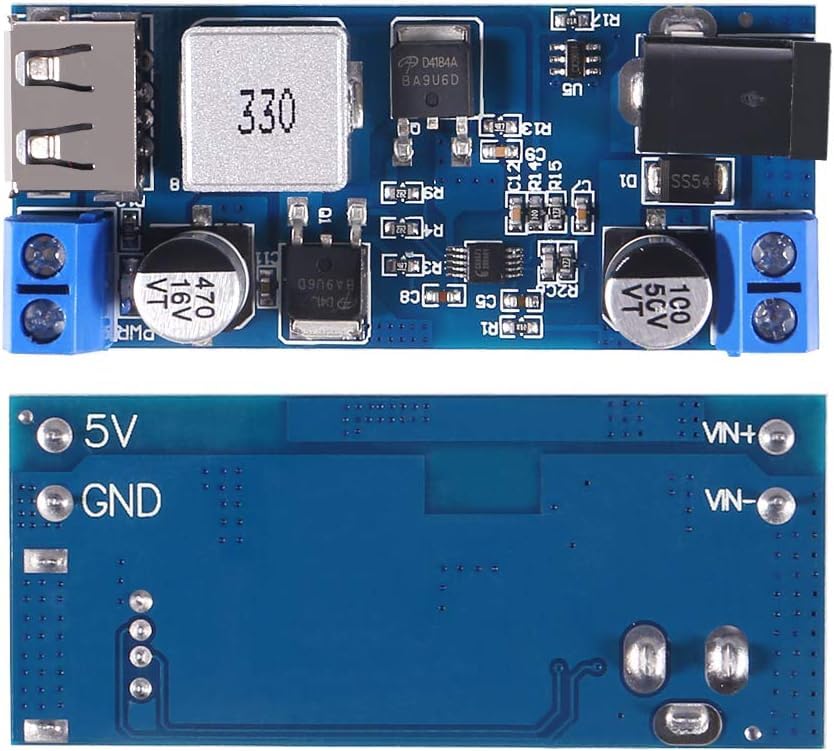 DC 9V 12V 24V naar DC 5V 5A Stap omlaag Converter, 9-36V Stap omlaag naar USB 5V Transformer Dual Output Voltage Regulator Plate [2 Pack] 4
