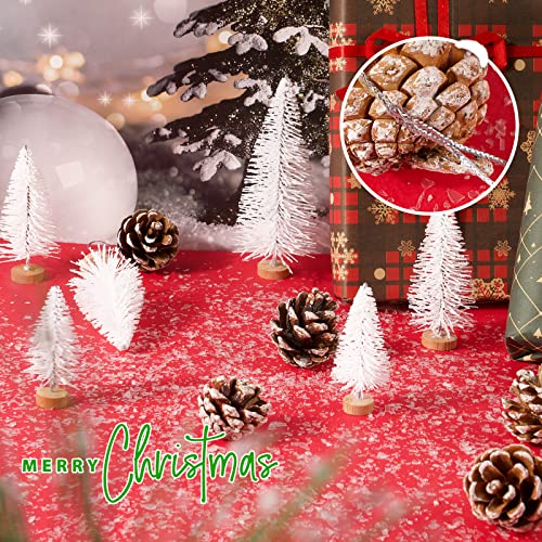 18 stukken kunstmatige Mini kerstboom met sneeuw, 18 stukken, natuurlijke pijnappels, miniatuur kerstversiering, decoratie voor feest, tafel, garland, geschenk, thuis, tuin 4