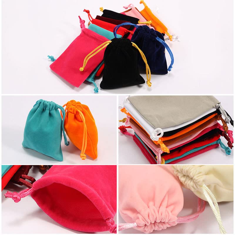 10 stuks fluweel zakjes, sieraden zakjes, kleine koord zakjes, geschenk zakjes, stof zakjes voor het vullen, fluweel zak voor bruiloft, feest, geschenk, sieraden, geschenken, 9 x 12 cm, gemengde kleuren