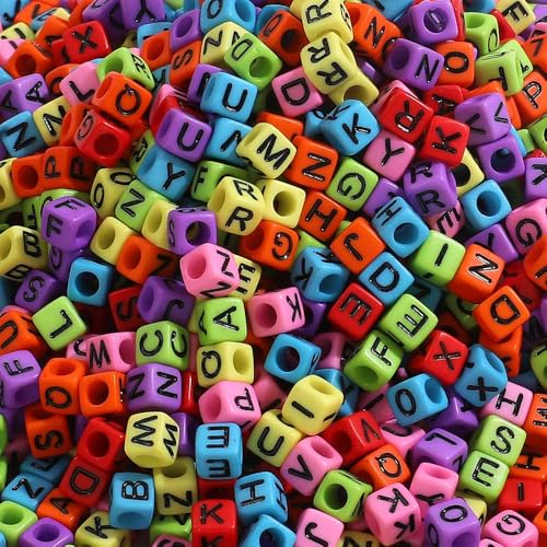 Acryl brief kralen 1000 st 6mm witte kralen zwarte letters alfabet kralen A tot Z kubus voor DIY het maken van armbanden ketting sieraden 3