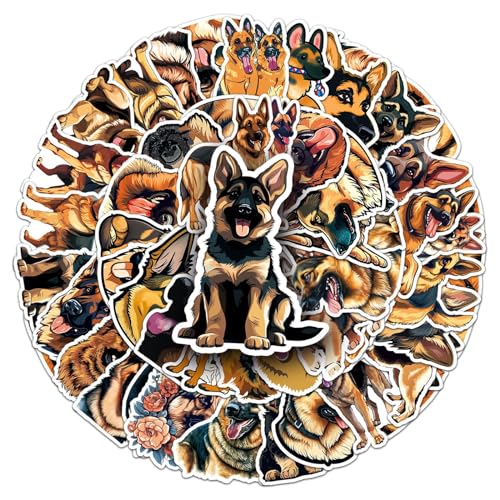 Duitse herder hond Sticker Set Stickers Kinderen tieners 50 stuks dieren waterdicht Vinyl Stickers Laptop Skateboard Koffer Helm Auto Fiets mobiele telefoon Motorrijwiel Bike Scrapbook Cadeau
