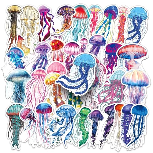 Leuke Sea Animal Stickers voor tieners Volwassenen 50 stuks Jellyfish Waterdichte Vinyl Sticker Set Auto Motorfiets Fiets Skateboard Snowboard Bagage Laptop Koffer Helm Motorfiets Computer