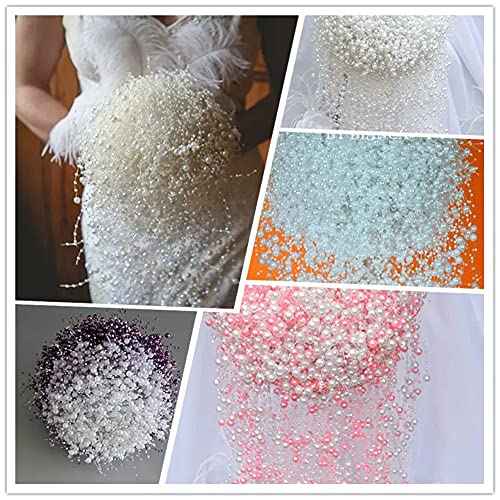 60m Pearl Garland, Parel Band, Parel ketting, Cadeau Lint, Decoratie Band met kralen voor DIY ambachten, Party, Tafel Decoratie, Bruiloft, Bruid, Haar sieraden, Oorbellen, Ketting, Bruids boeket 5
