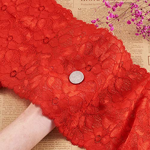 10 meter 6.3 Inch Brede Stretchy Lace Ribbon Borduren Bloemen Patroon Elastische Stof Trim voor Garment Craft Wedding Gift Decor, Grey 5