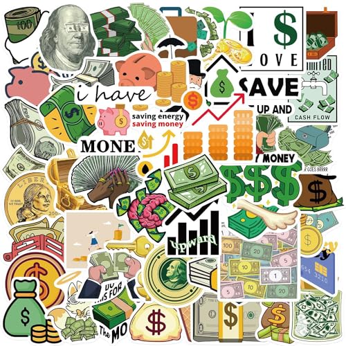 Gouden Munten Sticker Set voor tieners Volwassenen 50 stuks Gouden Munten Waterdichte Vinyl Stickers Automotor Fiets Skateboard Snowboard Bagage Laptop Koffer Helm Motorfiets