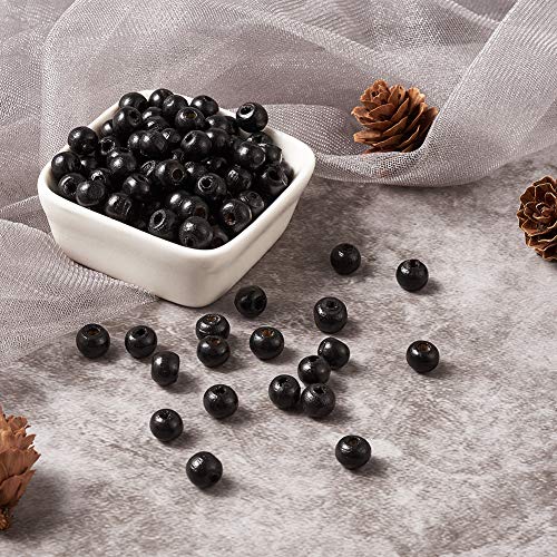 300 st. 8mm zwart houten kralen, Natuurlijke ronde bal groot gat los kralen Spacers voor Macrame Garland sieraden armband maken 3