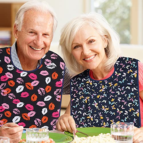 Volwassen Bib Waterdicht 2 stuks Herbruikbare waterdichte vlinderlippen met Migas Bib voor volwassenen Mannen Blank Y Gratis One Size, Blanco Y Gris, Eén maat
