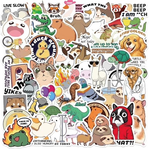 Grappige dierenstickers voor jongeren en volwassenen, 50 stuks, interessante dieren, waterdichte vinyl stickerset, auto, motorfiets, fiets, skateboard, snowboard, bagage, laptop, koffer, helm