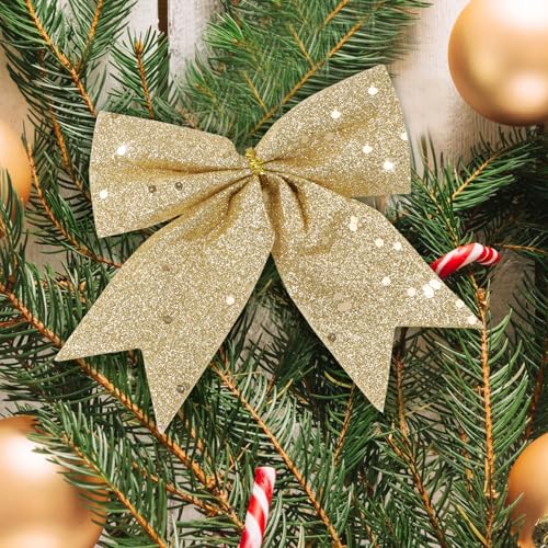 24st Kerst Bogen voor Boom Decoraties, Glitter Kralen Bogen Sequins Boom Arch voor Kerstmis Kralen Boom Ornamenten Cadeaudoos Decor (Champagne) 5