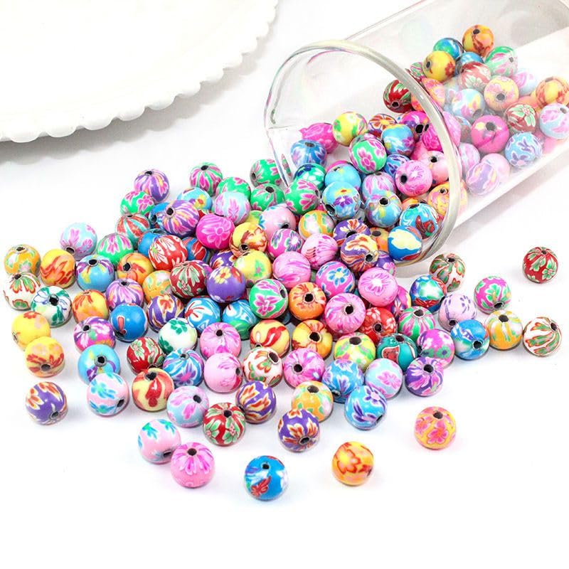 Kralen voor string, ongeveer 200 stuks, bloemen, ronde kralen voor string, gemengde kleur (8 x 8 mm) 5