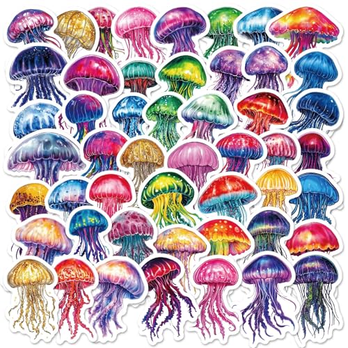 Jellyfish Stickers voor jongeren en volwassenen, 50 stuks, vinyl stickerset, auto, motorfiets, fiets, skateboard, snowboard, bagage, laptop, koffer, helm, motorfiets, computer 5