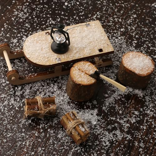 Mini poppenhuis kabouter accessoires Kerstmis, kabouter slee tuinplaats miniatuur Kerstmis kampvuur kribbe accessoires (B) 4
