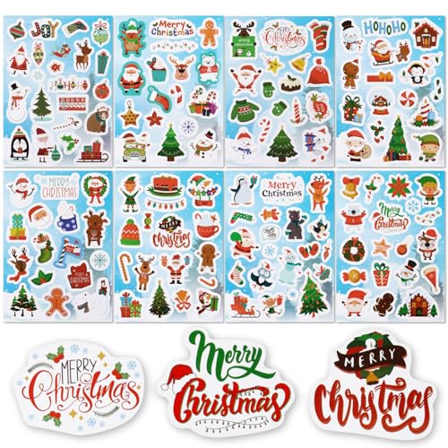 284st Kerst Stickers Decoreren Kerstmis Zelfklevende Papieren Stickers voor Envelop Cards maken ambachtelijke Scrapbook Party Bag Stocking Fillers