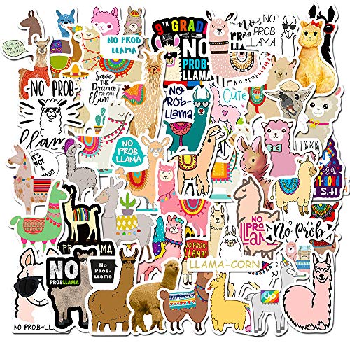 Alpaca Sticker set voor kinderen tieners 50 stuks lama waterdicht Vinyl Stickers Laptop Skateboard Kofferhelm Autofiets mobiele telefoon Motorrijwiel Bike Scrapbook Cadeau