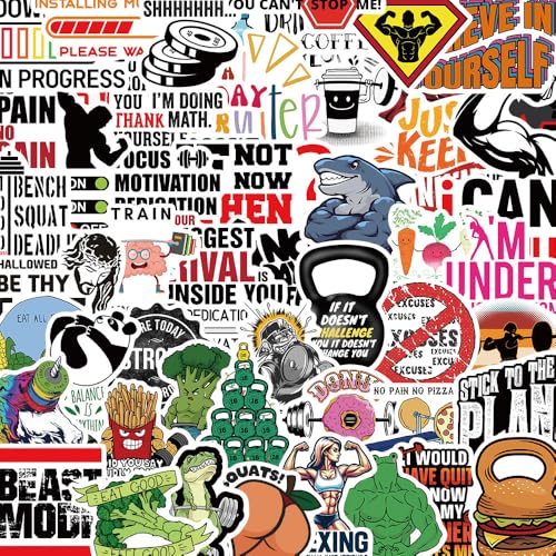 Fitness Inspirational Slogan Sticker Set voor tieners en volwassenen, 50 stuks, Waterdichte Vinyl Stickers, Auto, Motorfiets, Fiets, Skateboard, Snowboard, Bagage, Laptop, Koffer, Helm, Motorfiets 3