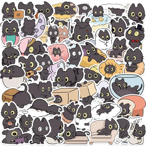 Zwarte Kat Stickers voor tieners Volwassenen 50 stuks Waterdichte Vinyl Sticker Set Auto Motorfiets Fiets Skateboard Snowboard Bagage Laptop Koffer Helm Motorfiets Computer