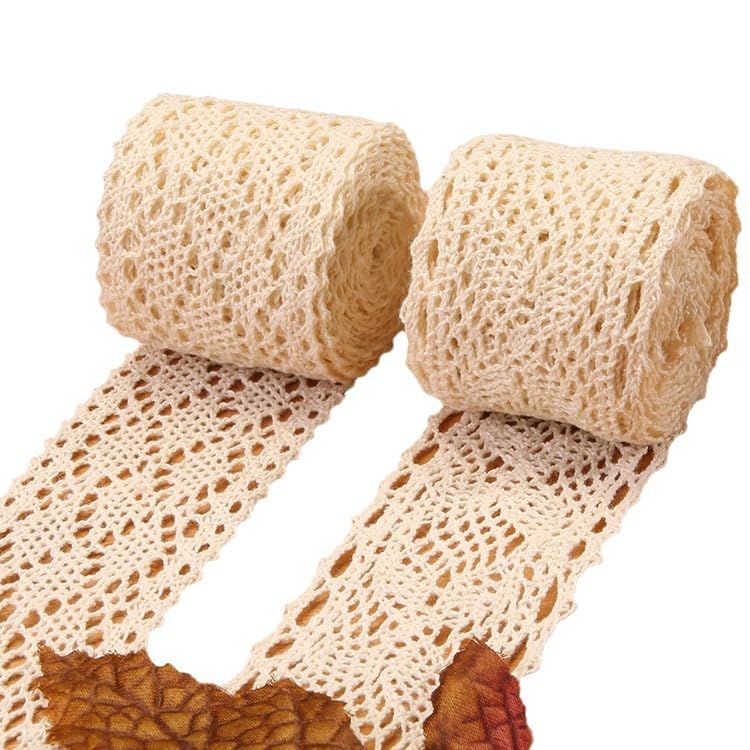 Lace Ribbon 10m Vintage Lace Edge Ca. 4,5cm voor Naaien Trouwtafel Decoratie Ambachten Cadeau Lint Kraft Papier (Beige) 5