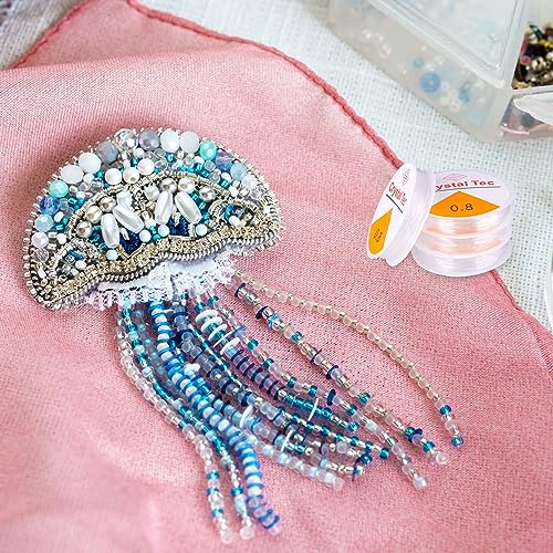 4 stuks armband Cord Elastische band voor armbanden, 2 maten Transparant Draad Rubber Draad Transparant sieraden wire Nylon koord voor kraal sieraden armbanden ambachten (0.8/1mm) 5