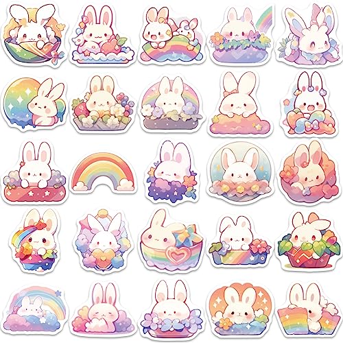 Pak van 50 Rabbit Stickers voor tieners en volwassenen, leuke konijntjes, waterdichte Vinyl Stickers voor auto, motorfiets, fiets, skateboard, snowboard, bagage, laptop, koffer, helm 4