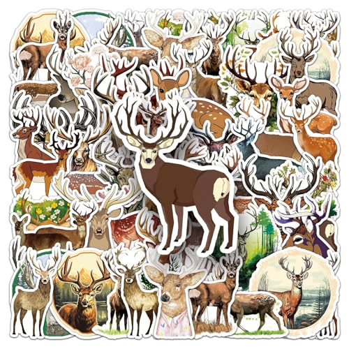 Hertenstickers voor tieners en volwassenen, 50 stuks Herten Waterdicht Vinyl Stickers Set Auto Motorfiets Fiets Skateboard Snowboard Bagage Laptop Koffer Helm Motorfiets Computer