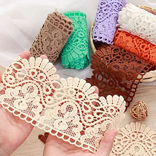 3 Yard 10cm brede melk zijde Vintage Lace Board Lace Ribbon Lace Borduurwerk Decoratieve Ribbon Lace Floral Ribbon Border voor Naaiwerk Lingerie bruiloft jurk bruiloft Home Decor, zwart 4
