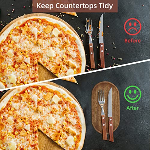 Ladle & Lepelhouder, Natuurlijke Retro Houten Lepel Rest, Keuken Lepel Rest voor Countertop, Bestekhouder voor Spatula's, Lepels, Tongs &amp; Meer Koken - Donker Bruin 3