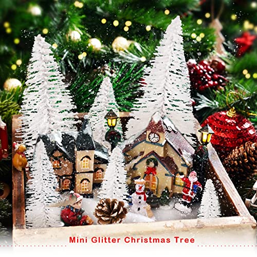 18 stukken kunstmatige Mini kerstboom met sneeuw, 18 stukken, natuurlijke pijnappels, miniatuur kerstversiering, decoratie voor feest, tafel, garland, geschenk, thuis, tuin 5