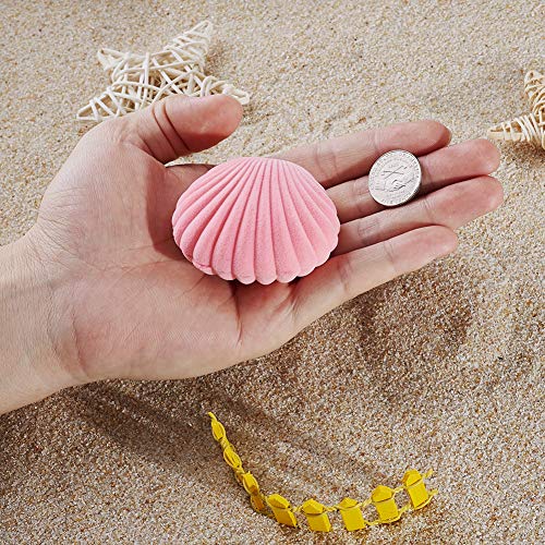 1st Velvet Shell Boxes Ring Box Pink Velvet Gift Box Shell Shape Velvet Ketting Present Box met voor Ring Display oorbellen sieraden opslag, 5.3x5.8x2.8cm 5