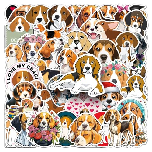 Beagle Stickers voor tieners en volwassenen, 50 stuks, leuke dieren, Vinyl Decals, Set van Auto, Motorfiets, Fiets, Skateboard, Snowboard, Bagage, Laptop, Koffer, Helm, Motorfiets, Computer